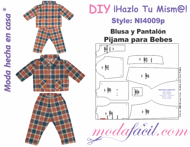 Moldes de Pijama para Blusa y Pantalón - Modafacil