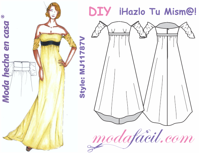 Centelleo Grabar Recurso Moldes de Precioso Vestido de Fiesta Strapless mj1187v - Modafacil DIY