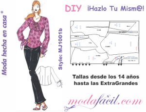 Moldes de la blusa casual de manga larga y lazos mj1001b