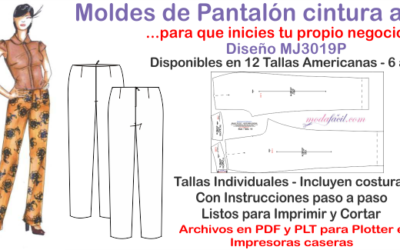 Moldes de Pantalon Cintura Alta Sin Pretina MJ3019P