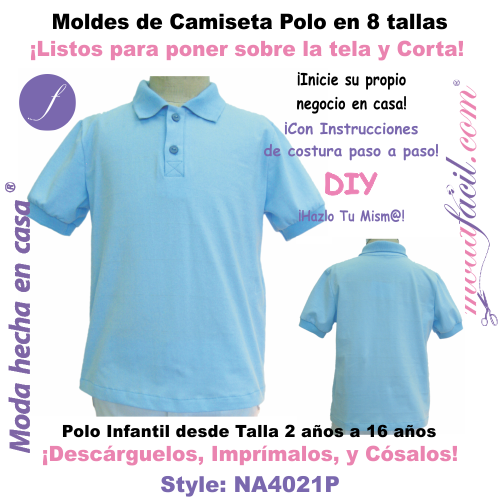 Moldes de Camiseta Polo Infantil Ni4021p