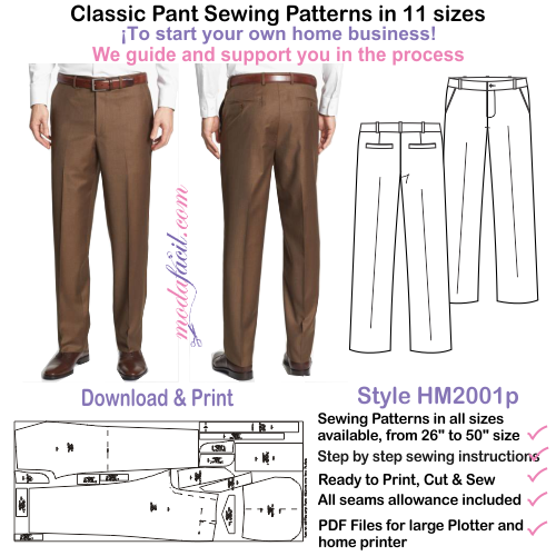 Sewing Patterns of Formal Classic Pant for men HM2001P