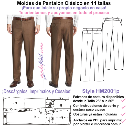 Moldes de pantalón clásico HM2001P